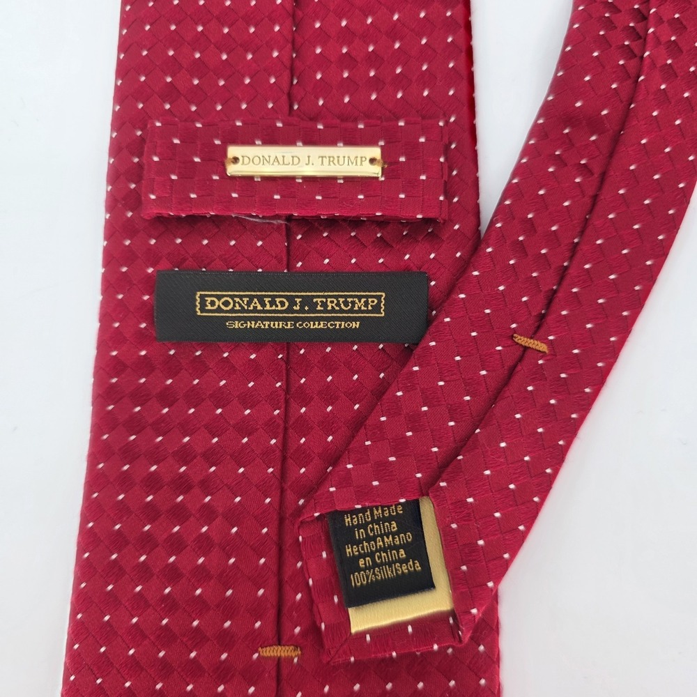 Donald J. Trump Neck Tie Men Red Silk Signature Collection President Handmade